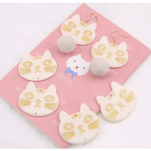 10pcs Hot Cartoon Phnom Pen Cat Resin Double Hanging Earrings For Women Jewelry Personality Pendant Material Diy Ear Accessories
