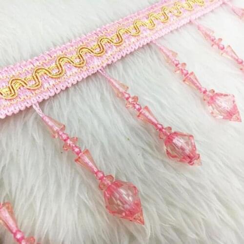 12yard/lot Lace Window Curtain Trim Decoration Crystal Beads Tassel Fringe New Sofa Wedding Curtain Accessories Fabric Borlas