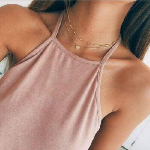 2020 Simple Love Heart Choker Necklace For Women Multi Layer Beads Chocker collar ras du cou collier femme Statement jewelry