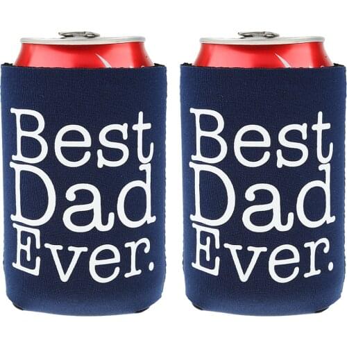 Funny BEST DAD EVER Beer Can Holder Cooler Fathers Day Gift 2pcs