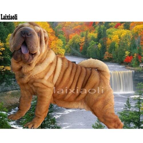 Cute Dog DIY 5D Diamond Painting Shar Pei Pet Cross Stitch kits Diamond Embroidery mosaic Home Decor 3d picture of rhinestones