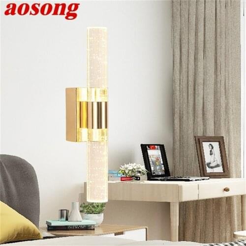 AOSONG Wall Sconces Lamps LED Modern Luxury Indoor Simple Crystal Lights For Home Bedroom
