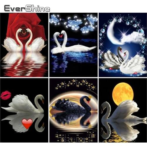 EverShine Diamond Painting Full Square Swan Rhinestones Art Diamond Embroidery Animlas Cross Stitch Handicraft Gift Mosaic Kits