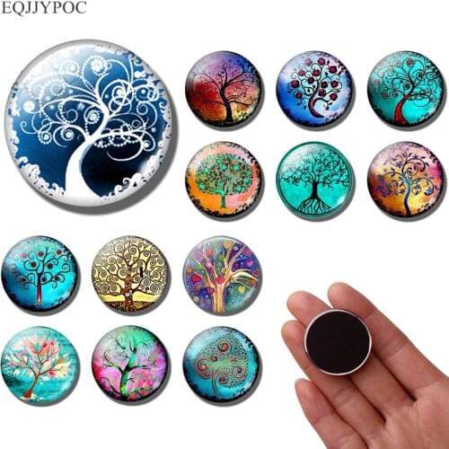 Klimt Tree of Life fridge magnet Art tree refrigerator magnets 30mm set glass Cabochon Decoration fridge stickers Home Decor