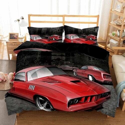 Cool Sports Car Bedding Sets 3D Printing Duvet Cover Red Car Quilt Cover Queen King Size Comfortable Home Textiles For Boys