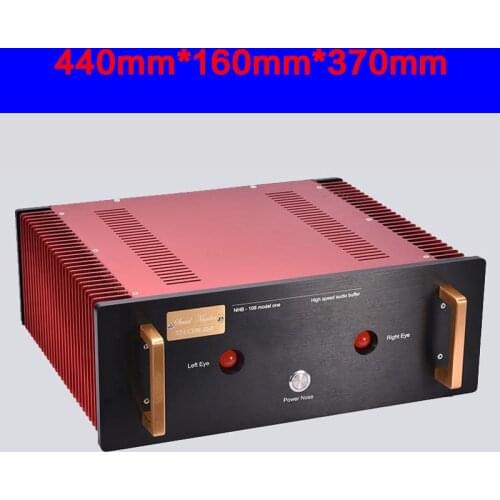 KYYSLB 440*160*370mm All Aluminum Power Amplifier Chassis Box House DIY Enclosure with Cooling Hole Amplifier Case Shell