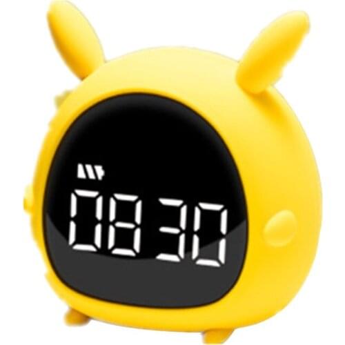 Cartoon Rabbit Music Alarm Clock Wake Up Light Mini USB Charge Bedroom Smart Night Light Alarm Clock