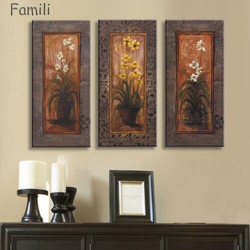 Wall Art Poster Home Decor Canvas HD Prints Pictures 3 Pieces Beautiful Flowers On Vase Paintings Living Room Framework