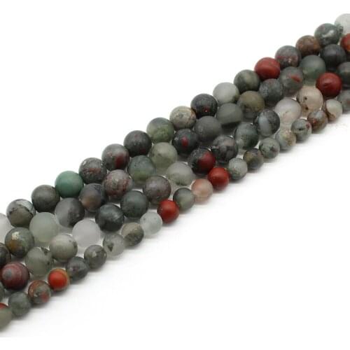 Natural Matte African Blood Stone Beads 4/6/8/10/12mm Loose Round Spacer Beads for Jewelry Making DIY Bracelet 15" Mineral Beads
