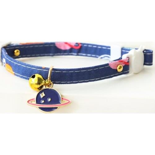 Cute Safety Buckle Bell Cat Necklace Dog Starry Sky Pony Pendant Collar Pet Neck Circumference Pet Photo Decoration Accessories