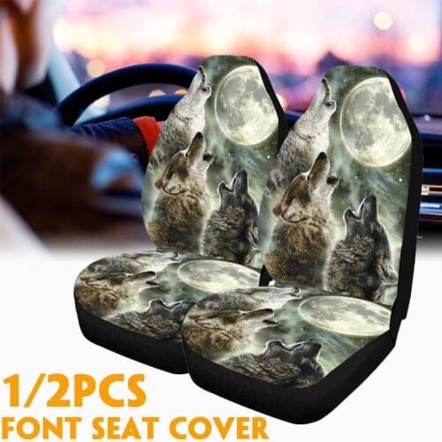 Front Car Seat Cushion 3D Animal Wolf Printing Universal Breathable Car Cover Auto Interior Car Seat Protector Car Styling