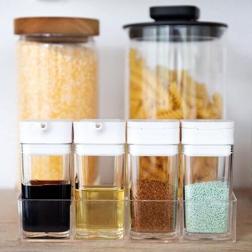 Transparent Spice Jar Set Salt and Pepper Seasoning Bottle Colorful Lid Kitchen Condiment Cruet Storage Container