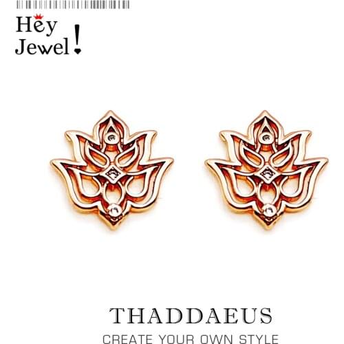 Flower Lotus Rose Gold Stud Earring,Europe Style Fashion Good Jewerly For Women,2018 Gift In 925 Sterling Silver,Super Deals