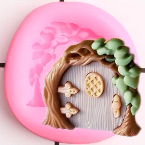 Fairy Garden Door Silicone Molds Candy Chocolate Fondant Mold Cupcake Topper Fondant Moulds Baby Birthday Cake Decorating Tools