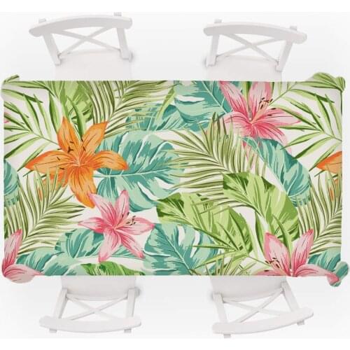Floral Tablecloth Elegant Dining Table Cloth Tablemat Rectangular Print Flower Leaf Table Cover Beach Picnic Mat