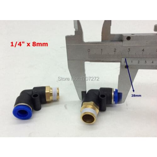 Free shipping 8mm 1/4 inch threaded elbow pu hose connector 90 degree nylon pipe joint pneumatic air fitting,copper fitting