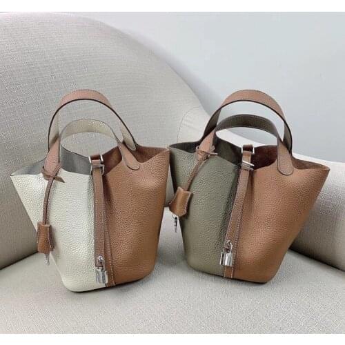 DOYUTIG Classical Womens Genuine Leather Handbag European Design Basket Shape Handbag For Lady Fashion Shipping Bag F817