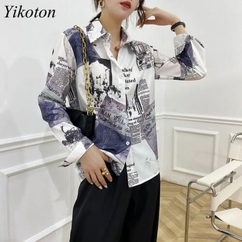 Tops Women Casual Blouse Female Spring\Autumn Long Sleeve New Fashion Printed White Shirt Retro Shirt Ladies Korean Loose Blusas