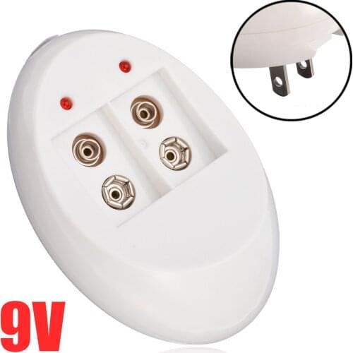 2 Slots 9V Rechargeable Battery Smart Charger US Plug Battery Charging Adapter for Li-ion/NI-MH/NiCd Batteries