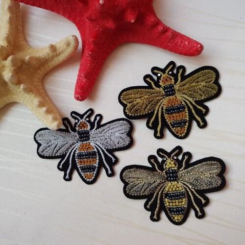 High quality Sewing Clothes Patch Iron On Embroidery Patches Hotfix Applique Motifs Sew On Garment Stickers Crown Bee New