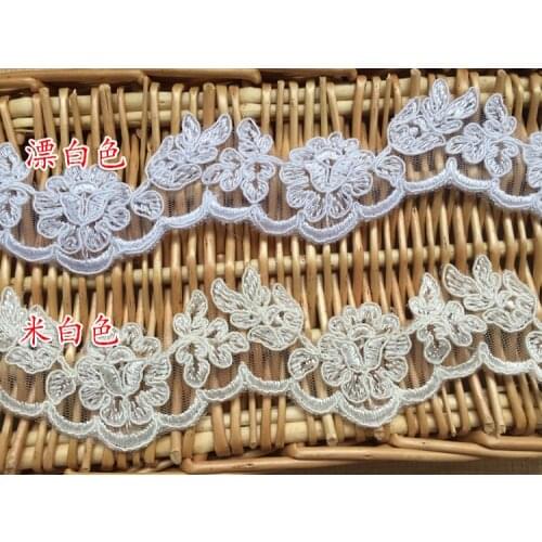 Wholesela Embroidered Small Trimming Lace With Cord Boarder Bridal Dress DIY Veil Lace Trim 10 Yards