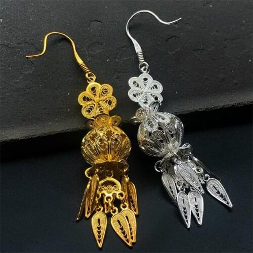 UBESTNICE Handmade Vintage Hollow Lantern S925 Sterling Silver Traditional Filigree Craft For Women Fine Jewelry Drop Earrings