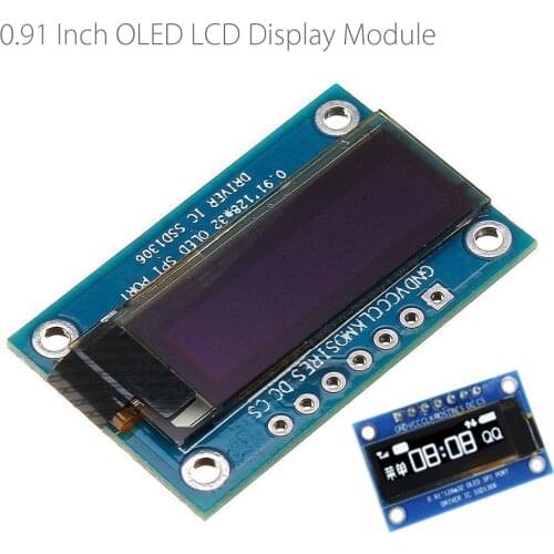 0.91 Inch 128x32 SPI Port OLED LCD Display Screen Module SSD1306 Driver IC DC 3.3V-5V For Arduino