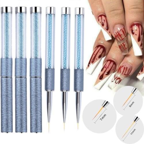 1/3 pcs of acrylic nail brush blue pearl rod 3D painting drawing UV gel DIY brush pen tool nail art painting tool 7mm/9mm/11mm