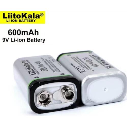 2PCS/LOT. LiitoKala 600mAh 9V li-ion Battery 6F22 Rechargeable Battery For Microphone Multimeter RC Toys Temperature Gun