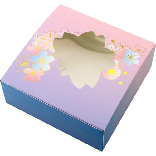 20Pcs/Lot Baking Packaging Box With Flower Shaped Window Home DIY Cake Cookie Gift Packaging Boxes 14.2x14.2x5.2cm