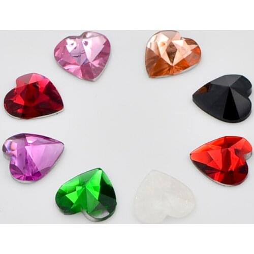 80pcs Mix 10mm Heart Crystal Flatback Rhinestone Child Scrapbook/wedding Buttons F173