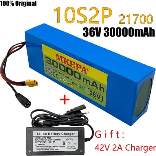 36V 30AH 21700 30000mah 10S2P Electric Bike Battery for electric bicycle scooter 36V Ebike Battery+42V 2A Charger