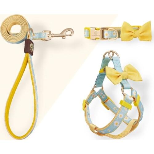 Chihuahua Accessories Luxury Leash and Collar Set with Bowtie Necklace Chest Small Medium Harness Dog Pectoral for Dogs Walking