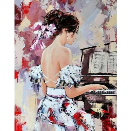 5D Diy Full Square Drill Diamond Painting Cross Stitch Girl Playing The Piano Rhinestones Mosaic Sticker Diamond Embroider GJ579