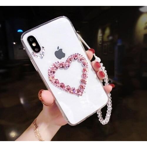 Transparent diamond Case Glitter Rhinestone Love Heart Phone Case For Huawei P40 P30 P20 P10 LiTE PLUS Mate 30 20 Pro Lite Case