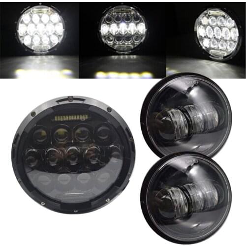 Black 7'' LED Motorcycle Headlight 4.5" Moto Spot Lights 4-1/2 Inch White LED Foglight for Harley Street Glide Road King Touring