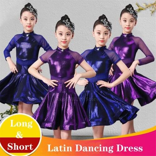 Ballroom Latin Dance Wear Dress Kids Baby Girls Sparkly Tango Professional Lace Patchwork Competition Dresses Ballroom Pratice