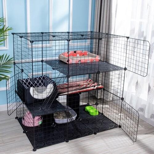 Pet Cat House Iron Fence Playpen Indoor Sleeping Bed Exercise Living Room Foldable DIY Kitten Cats Cage Small Dogs Puppy Kennel