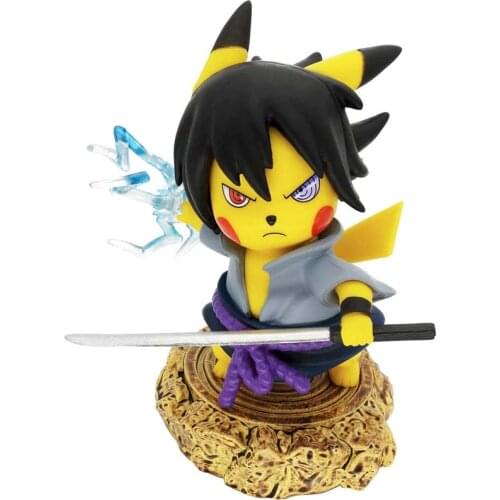 Naruto Pokemon Action Figures Pikachu Cosplay Uchiha Sasuke GK Figure Statues Collection Birthday Gifts PVC