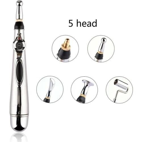 9 Gears Electronic Acupuncture Pen 5 Head Laser Energy Dredging Meridian Pen Acupuncture Health Care and Physiotherapy Tool