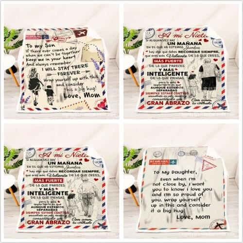 Flannel Throw Blankets To My Daughter Son Wife Letter 3D Print Quilts Dad Mom For Daughters Air Mail Love Encourage Blanket And