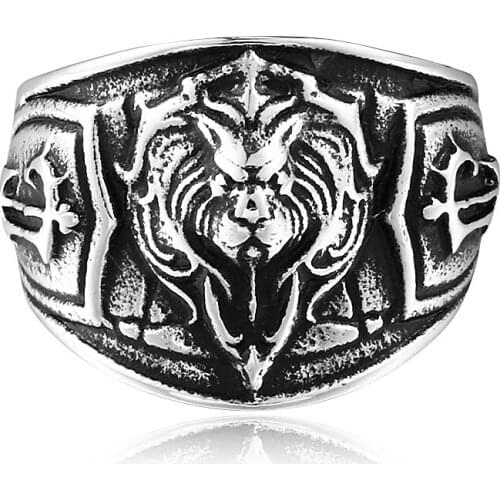 Stainless steel lion design ring cool popular ring men biker jewelry ring
