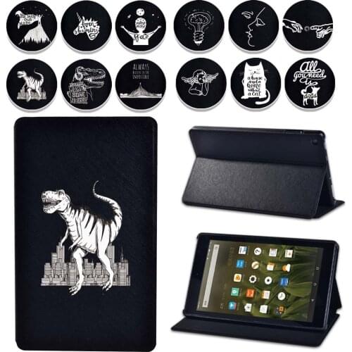For Amazon Fire 7/HD 8/HD 10 with Alexa Painting Leather Tablet Foldable Anti-fall Lightweight Tablet Case