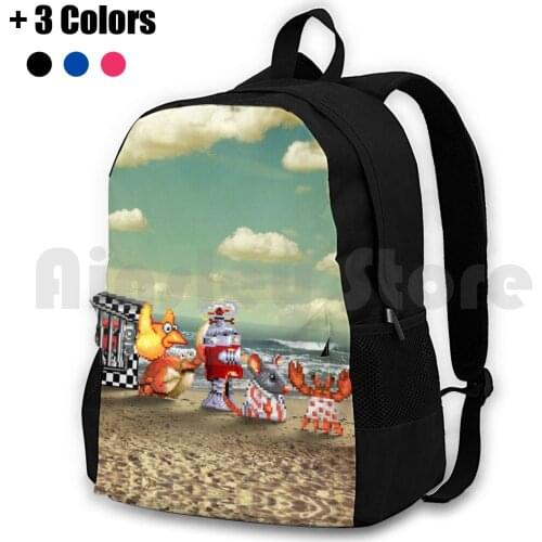 Cool Spot Retro Pixel Art Outdoor Hiking Backpack Riding Climbing Sports Bag 1993 Gaming Game Gamer Pixel Backdrop Wallpaper