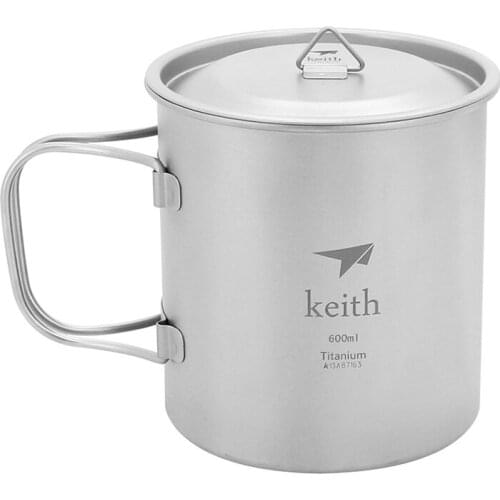 600ml Titanium Mug Outdoor Single Wall Water Cup Drinkware Camping Cups Ultralight Travel Mug With Titanium Lid Ti3207