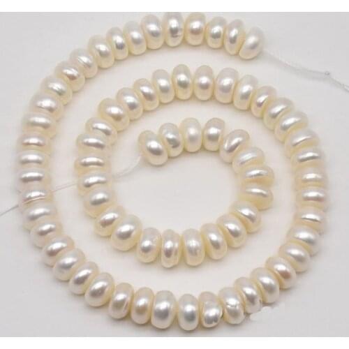 Cultured Loose Pearl Jewellery,9-10mm Button Natural White Color Freshwater Pearls Loose Beads,15inches One Full Strand