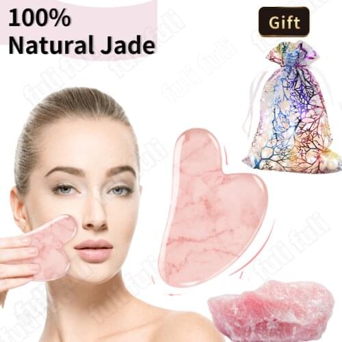 Jade Gua Sha Massagers For Face Rose Quartz Stone Massage Tool Natural Gouache Scraper Body Slimming Guasha Beauty Skin Care