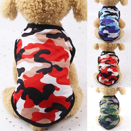 Cute Spring Summer Dog Clothes Printed Camouflage Mesh Dog Vest For Small Medium Dogs Pet Puppy T Shirt Size XS-2XL