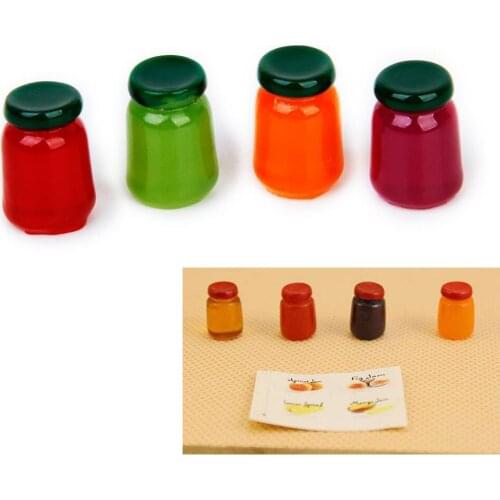 4 bottles of food flavor mix fruit jam Food Store 1/12 Miniature doll house