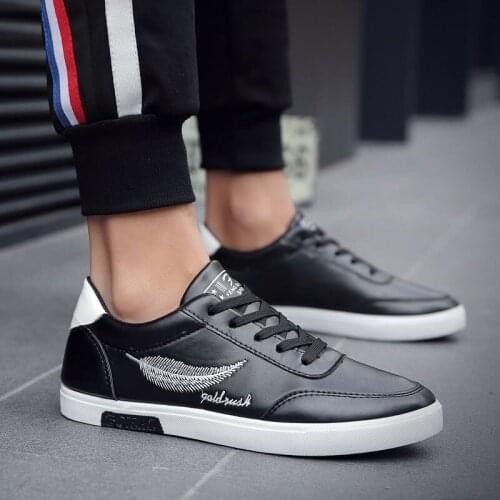 Mens shoes new casual shoes mens leather flat shoes with low-cut sneakers small white shoes breathable